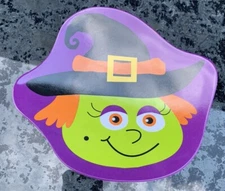 Pair Of Cute Happy Witch Melamine 7.5" Snack Plate. BPA Free. NOS