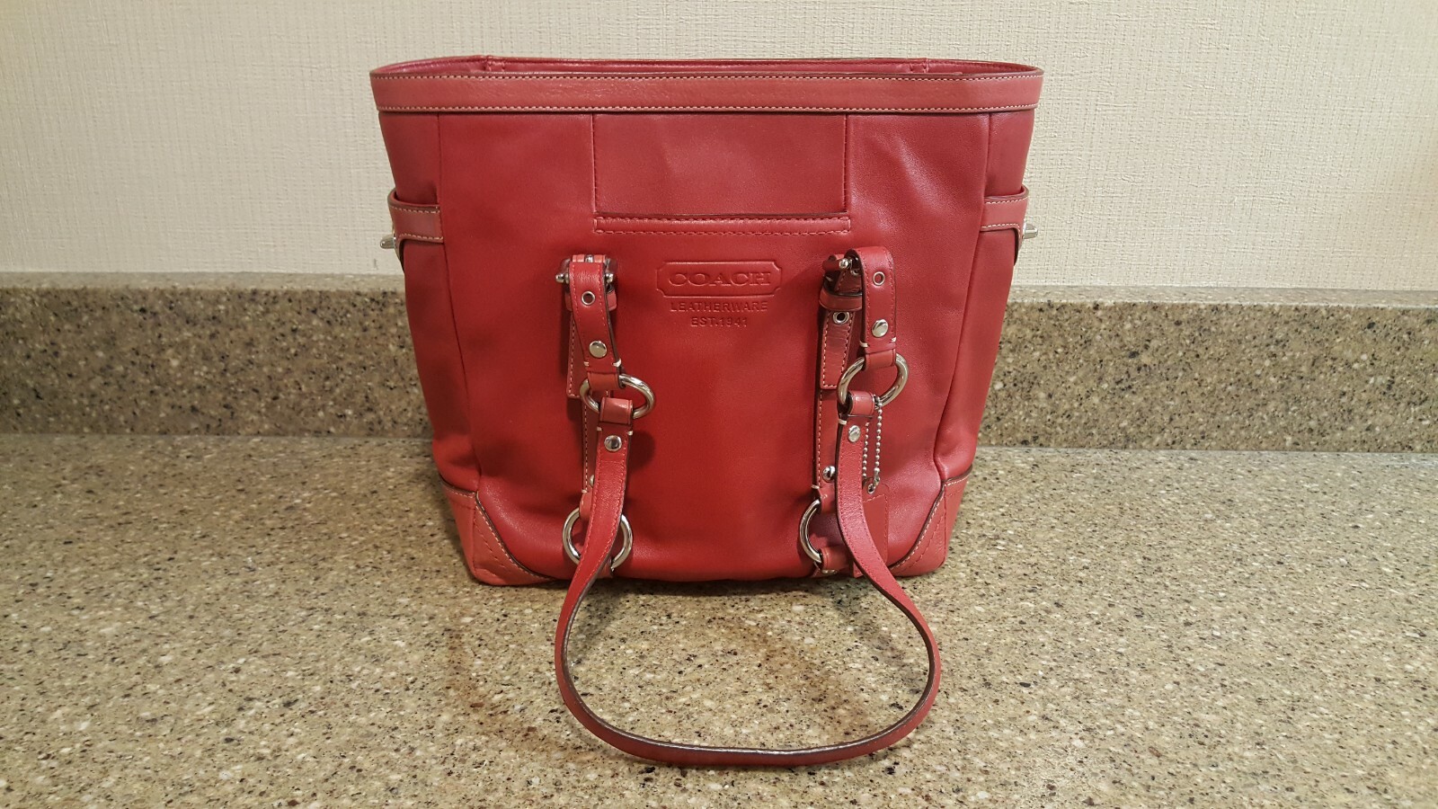 Coach Leatherware Est. 1941 Red Leather Handbag Purse Bag Tote eBay