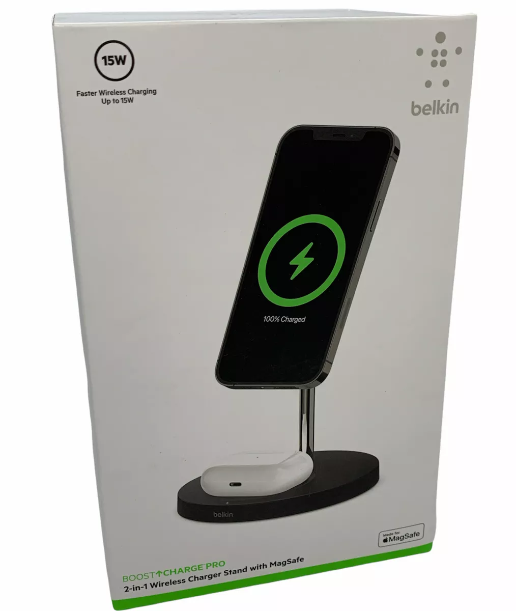 Belkin 2 in 1 Qi Wireless Phone Charger Stand Dock with MagSafe For Apple iPhone