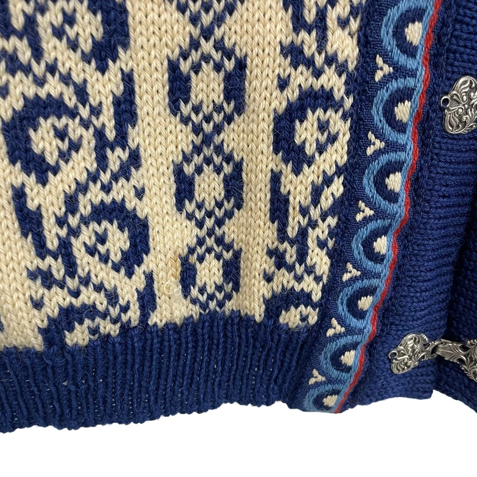 Cárdigan Suéter Tejido Isla Justa Azul Crema Lana Pura Dale of Norway Mediano COMO ESTÁ Foto 3 de 4