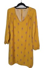 Women's Old Navy Yellow Patterned Long-sleeve Shirt Dress Tunic Medium