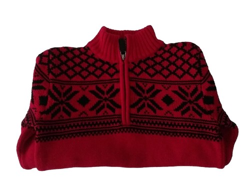 Chaps Gr. 6 Unisex Kinder rot-schwarz Stechpalme Blumen L-Ärmel Stehkragen C-Strick T-Shirt - Bild 22 von 24