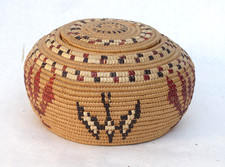 Antique Fraser River Native American Indian Coiled Basket Northwest Coast - RR2