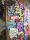 Barbie Clothes Vintage Big Lot With Vintage Rolling Case Dresses Shorts Shoes...