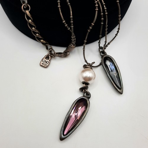 Uno De 50 Love Crazy Necklace Long Double Layer Crystal Drops - Picture 6 of 6
