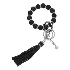 Silicone Wristlet Keychain, Cute Beaded Wristlet Keychain Car Key Ring with L...