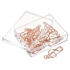 Clips Note Style Paper with Rose Gold Tone Box, 20pcs