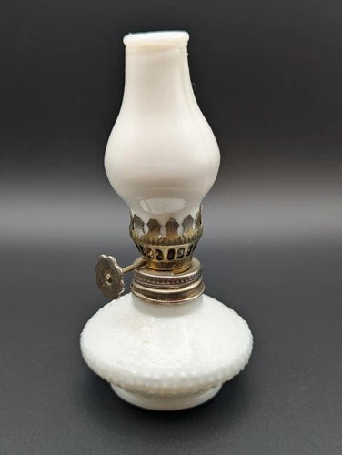Very RARE Miniature  4"  Milkglass Oil Lamp