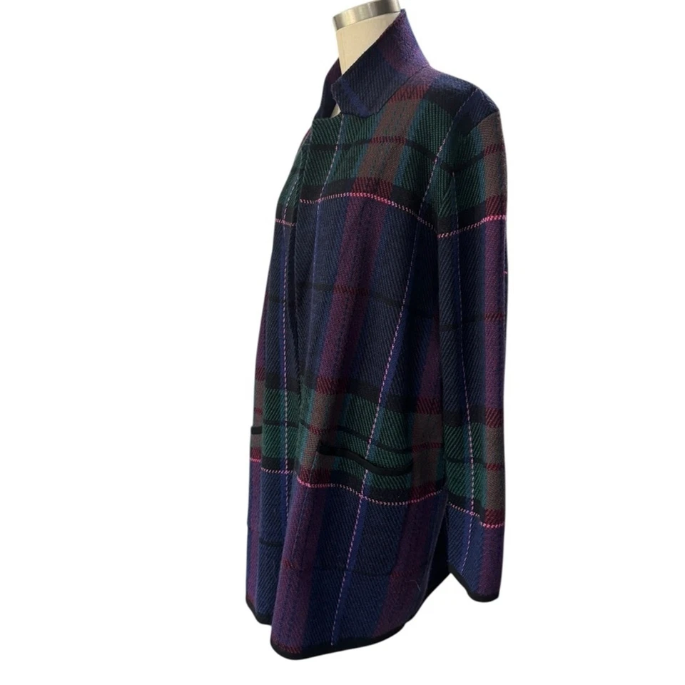 CHAQUETA SUÉTER MERINO A CUADROS FIN DE SEMANA Talbots Cárdigan de lana frente abierto Talla XLP Foto 3 de 4