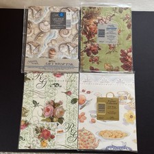 Lot of 4 Vintage Gift Wrapping Paper Gibson Carlton Tea Wedding Floral Rose NICE