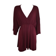 Lulus Dress Womens Size M Medium Solid All Burgundy Purple Dolman Pullover