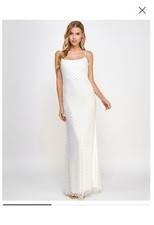 B Darlin Women's Juniors' White Glitter Lace Sleeveless Gown Dress Sz 1/2 $159