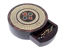 House of Cribbage - Round Shape 3 Track Non-Continuous Rosewood / Maple Wood