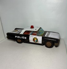 Vintage 9 1/2 Inch Tin Litho Friction 1963 Ford Police Car