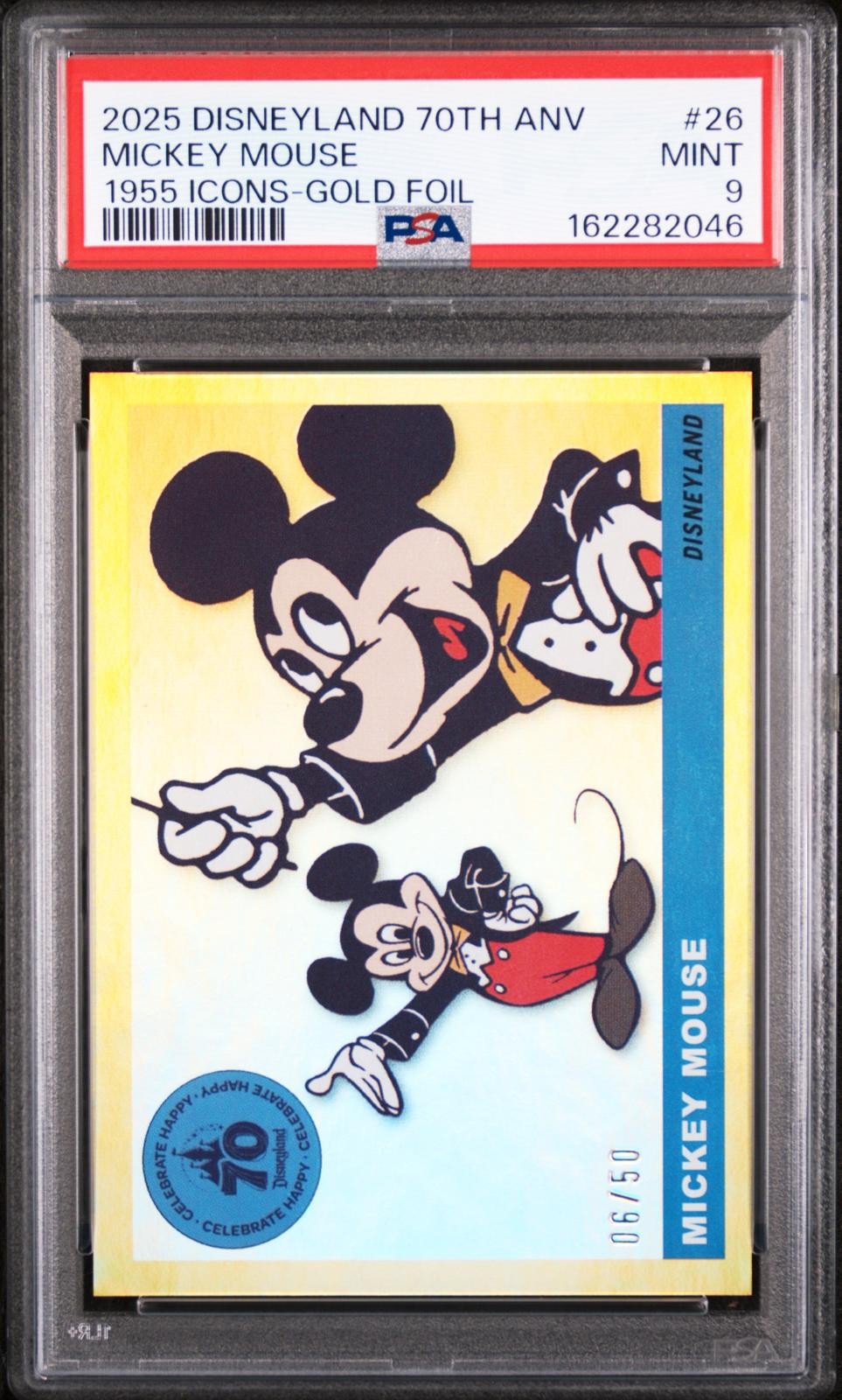 2025 Topps Disneyland 70th Anniv Icons #26 Mickey Mouse Gold /50 PSA 9