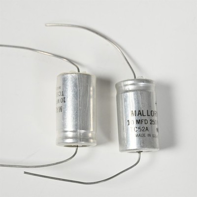 (2) NOS Mallory 10MFD 250 VDC - TC50A Capacitors - Vintage