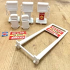 Lot of 6 Vintage MARX Plastic Gas Station Playset Gas PUMPS, Signs, Diagnostic
