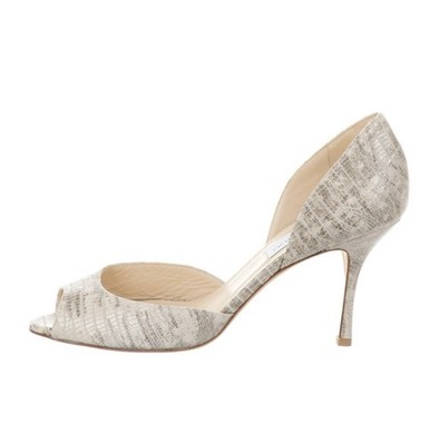 JIMMY CHOO Lizard Embossed Marble Logan D'Orsay Open Toe Sandal/Heels 