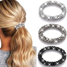 Rhinestone Hair Tie Fancy Ponytail Holders Sparkly Beaded Scrunchies Hair Access
