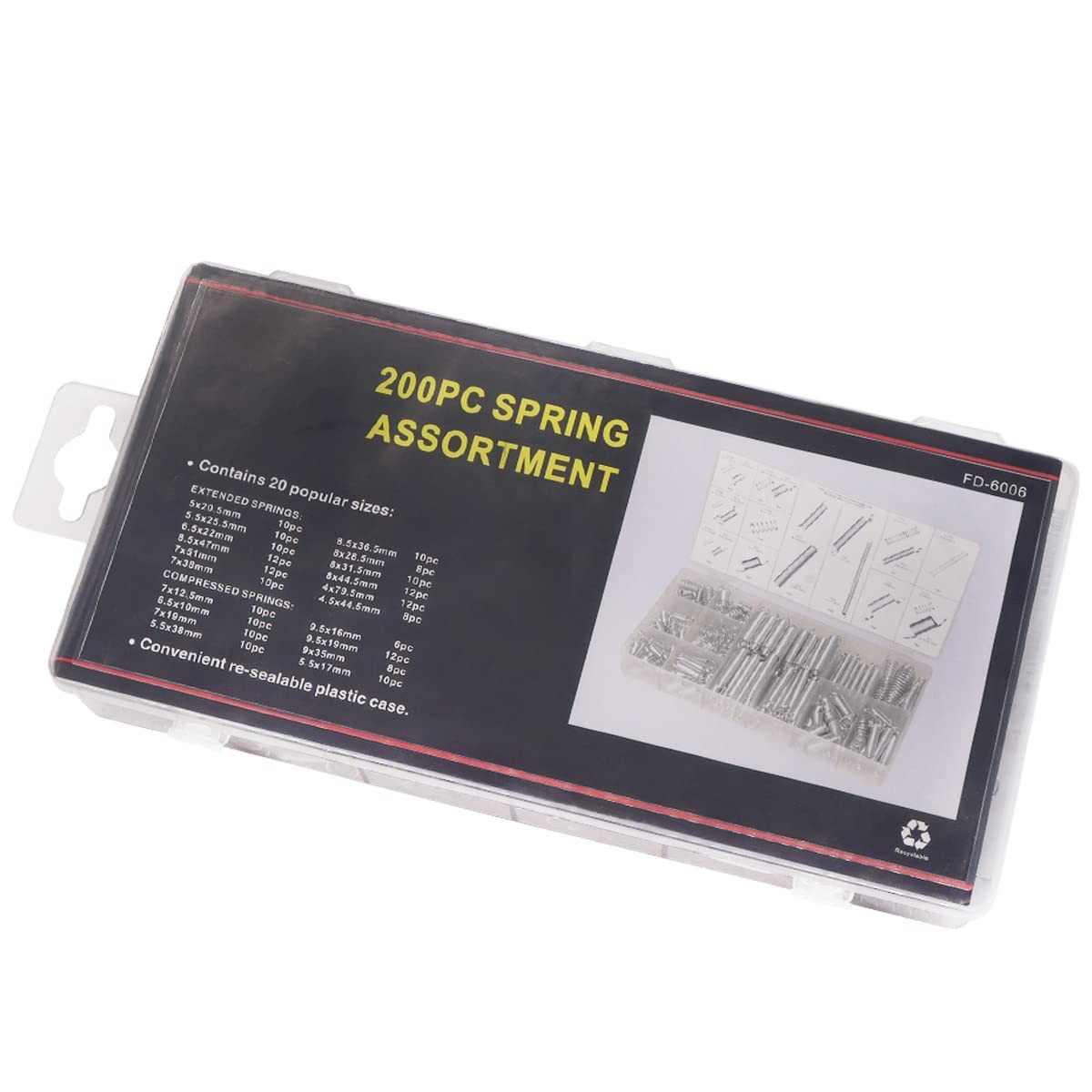 200PCS Spring Assortment Kit Zinc Plated Extension and Compression 20 Sizes 
