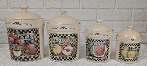 Susan Winget Certified International Harvest Fair Canister Set Fruit Hearts