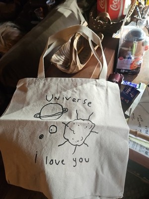 Matthew Gray Gubler Guberland Tote Bag Universe I Love You MINT w Red Cross card