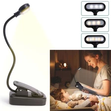 Flexible Rechargeable LED Book Light With 3 Light Modes Easy Clip Reading Lamp