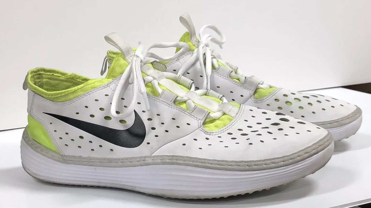 SAOLA Scarpe da corsa Nike uomo Solarsoft Costa basse 631389 103 bianche sneakers taglia 12