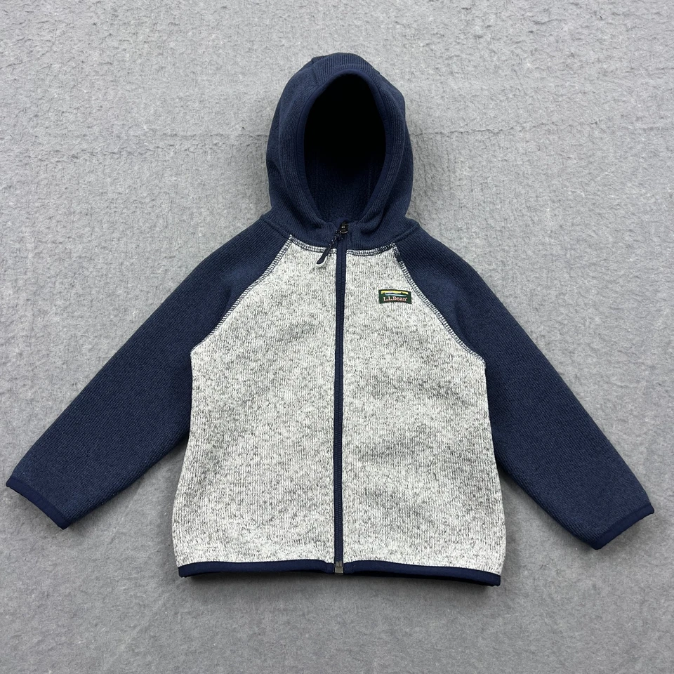 LL Bean Jacke Baby 12-18M grau blau Fleece Full Zip Hoodie Jugend Sweatshirt