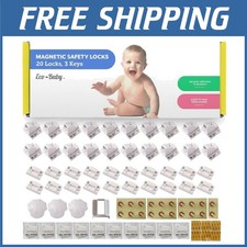 Secure Magnetic Cabinet Locks - 20 Pack, 3 Keys