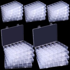 24 Pcs Plastic Organizer Box with Fixed Dividers 24 Grids Small Clear Storage...