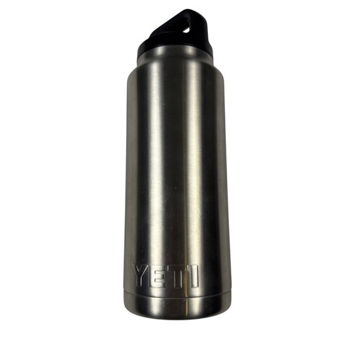 Yeti Rambler 36oz Water Bottle Chug Cap Stainless Silver Shows Wear
