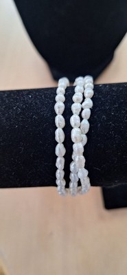 Beautiful 14 K Gold MULTI-STRAND WHITE FRESHWATER BAROQUE PEARLS, BRACELET
