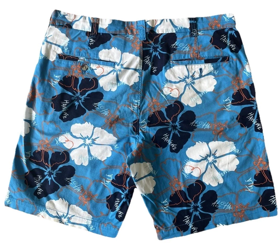 Club Room Chino 夏威夷花卉印花短裤男式 33 蓝色热带 9 英寸内缝 — 第 4/4 张图片