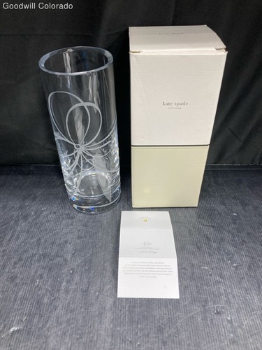 Vase Paper Pattern Kate Spade Home Vase Clear Bow Pattern Glass Cylinder New York | eBay