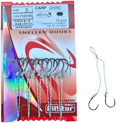 Fishing hook set with leader 5x2 pcs, size 3, braided line 2x6cm, slide 0.40mm...