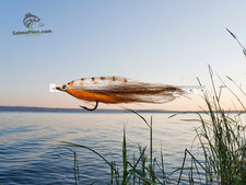 🎣 3x Baitfish Streamer "White/Orange/Brown Strip" - Salmoflies - Multiple Colours