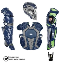 All-Star Intermediate S7 Axis Baseball Catcher's Gear, 12-16, Navy/Graphite