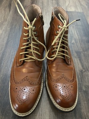 Men's Bruno Marc Bergen Chukka Dress Boots Lace Up Zipper Sides Formal Size 9