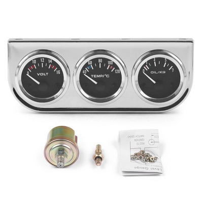 #ad 3 in 1 Gauge Kit Voltage Water Temp Oil Pressure with 1 8NPT Sensors $61.50