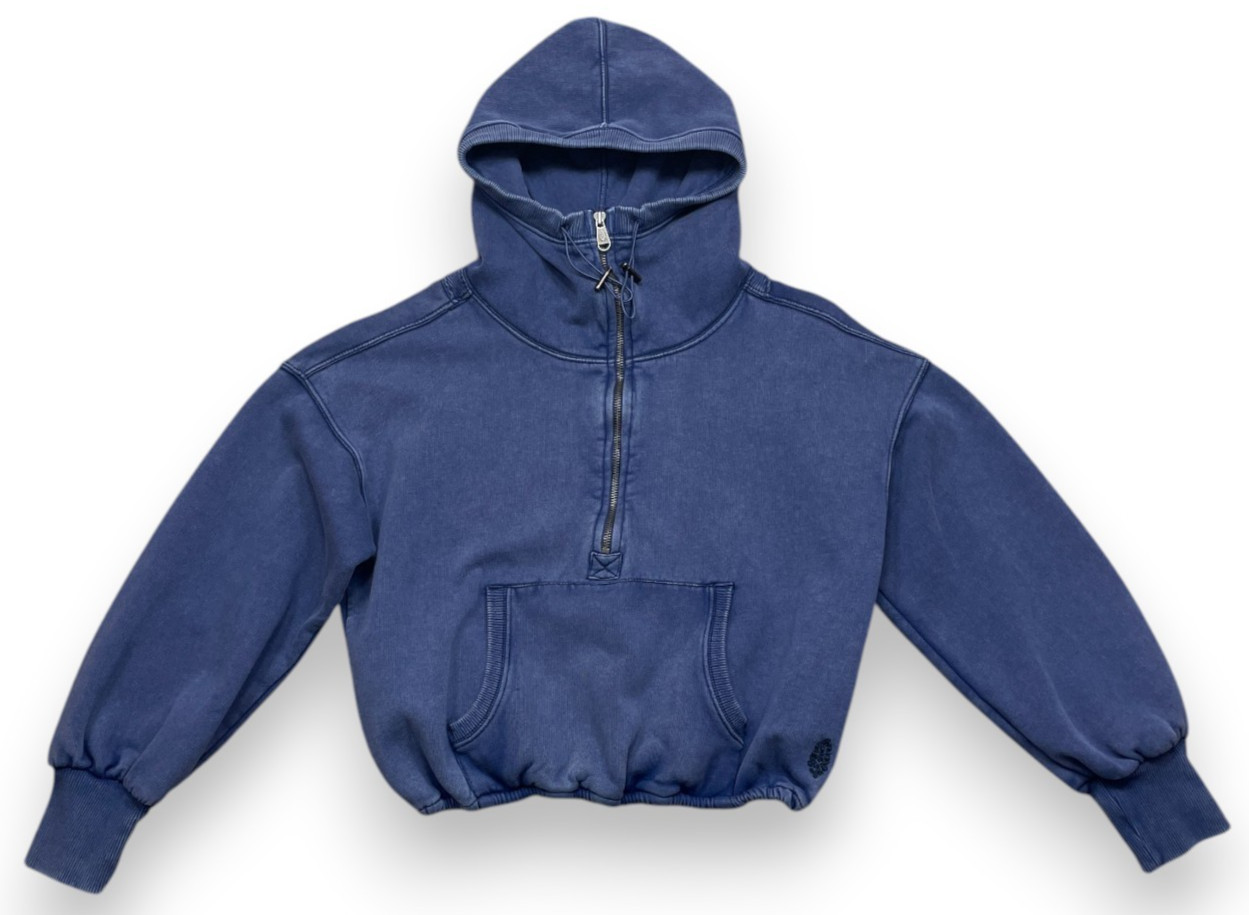 Free People FP Movement Shelter Half Zip Pullover Hoodie Sweatshirt XS Blue