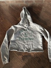 Blue 84 Women's Gray Cropped University of Vermont Hoodie Size S
