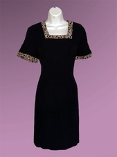 Betsy’s Things Vintage Black Leopard Retro Mini Dress (Size 5/6) 80’s