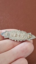 Antique Two-Tone Sterling Silver "MARY" Sweetheart Name Brooch – Hallmarked