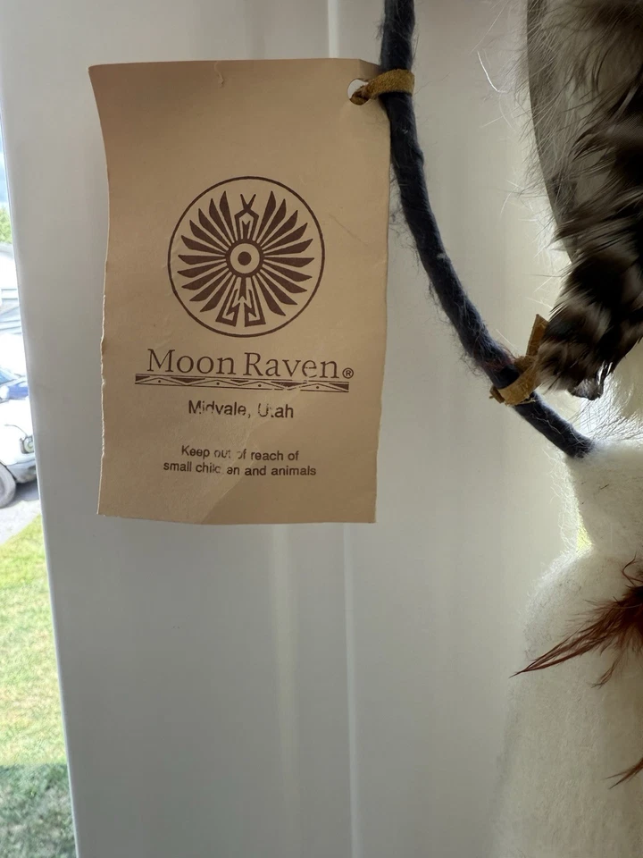 Cuentas grandes de cuero de piel de lana mandala atrapasueños indios nativos americanos de colección Foto 4 de 4