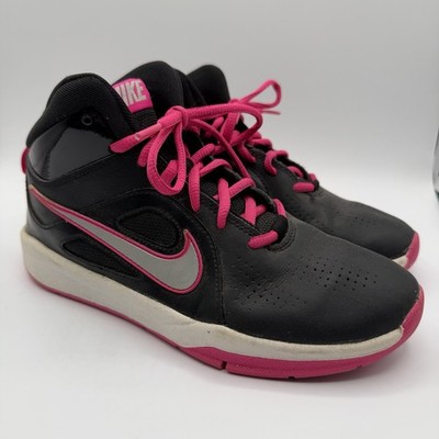Nike Team Hustle D6 GS Black Pink Foil Mid Top Basketball Shoes Youth 5Y