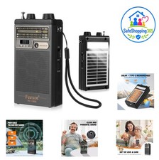 Portable AM FM SW Radio Solar Charging COB LED Light Rechargeable Black