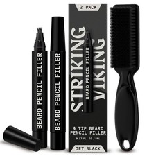 2 Pack Beard Pencil Filler for Men with 4 Tips Jet Black - Fill, Shape  Defin