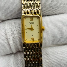 Citizen Elegance Gold Tone Bracelet Watch Rectangular 5421-S26232 Parts/Repair