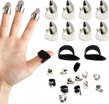 12PCS Banjo Finger Picks Thumb Pick Set, Including 8 Pieces Silver Stainless F